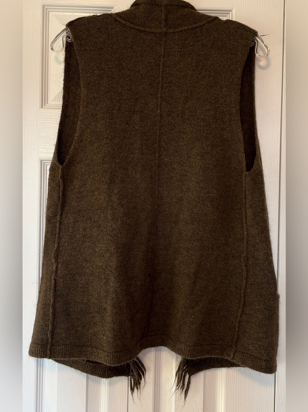 Aritzia Wilfred Free "Fei Fei" Fringe Knit Alpaca-Wool Vest Green Size Small - Picture 3 of 3